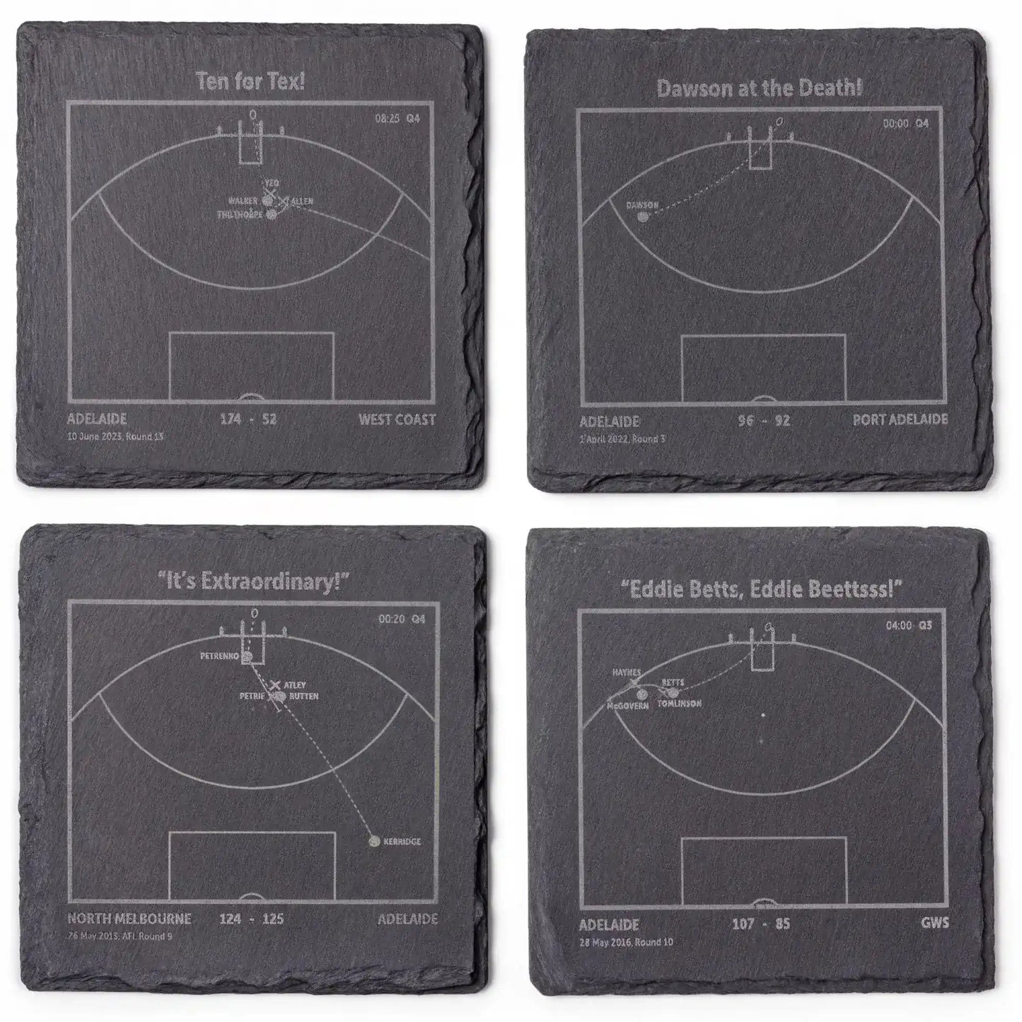 Adelaide Crows AFL play‑book slate coasters 